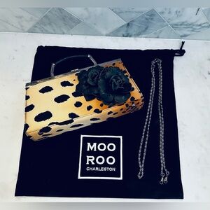 VINTAGE MOO ROO SIGNED LEOPARD OMBRÉ CLUTCH, TOP HANDLE OR CROSSBODY BAG
